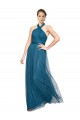 Open Back Teal Green Tulle Halter Neck Long Sleeveless Bridesmaid Dress Norwich