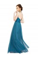 Open Back Teal Green Tulle Halter Neck Long Sleeveless Bridesmaid Dress Norwich