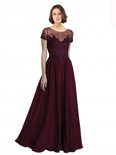 Tulle & Soft Chiffon Jewel Neck Long Cap Sleeves Bridesmaid Dress Norwich