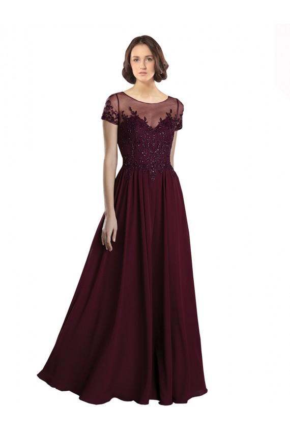 Tulle & Soft Chiffon Jewel Neck Long Cap Sleeves Bridesmaid Dress Norwich