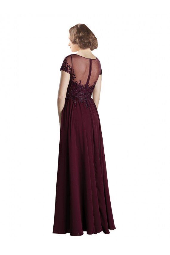 Tulle & Soft Chiffon Jewel Neck Long Cap Sleeves Bridesmaid Dress Norwich