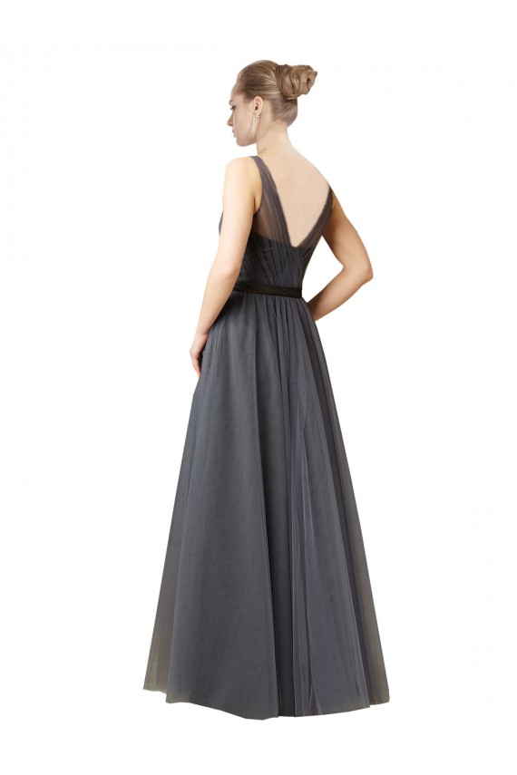 V-Back Slate Grey Tulle Sweetheart Long Sleeveless Formal Dress / Bridesmaid Dress Norwich