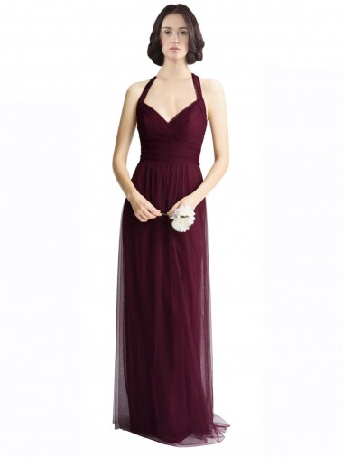 Keyhole Back Tulle Halter Neck Long Sleeveless Bridesmaid Dress / Evening Dress Norwich