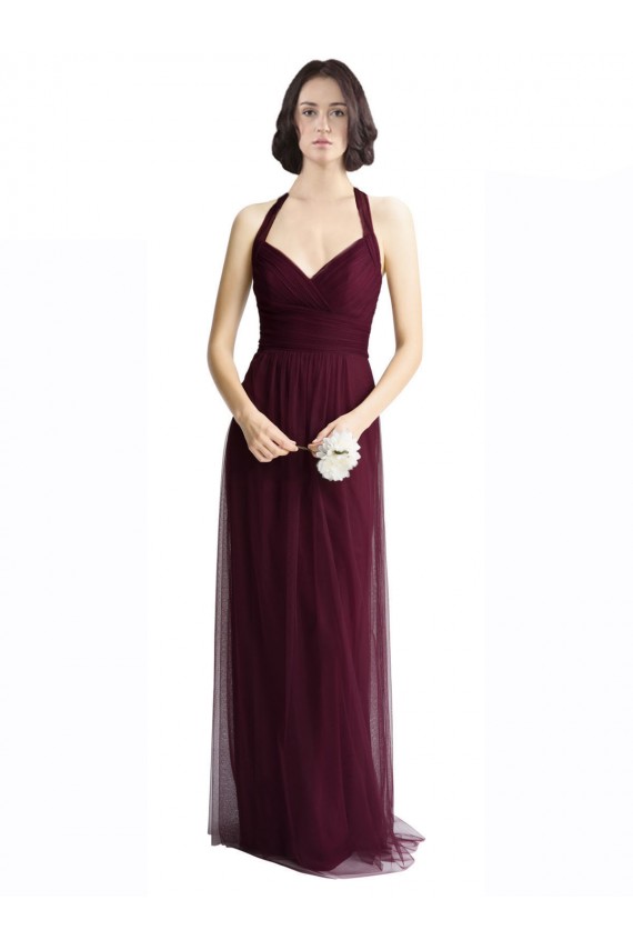 Keyhole Back Tulle Halter Neck Long Sleeveless Bridesmaid Dress / Evening Dress Norwich