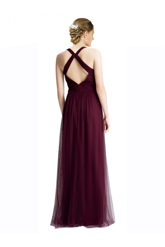 Keyhole Back Tulle Halter Neck Long Sleeveless Bridesmaid Dress / Evening Dress Norwich