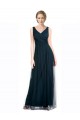 Blue Tulle V-Neck Long Sleeveless Bridesmaid Dress Norwich