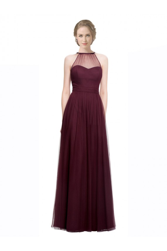 Red Tulle Halter Neck Long Sleeveless Bridesmaid Dress Norwich