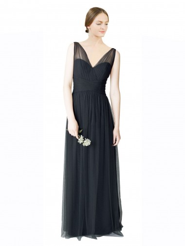 V-Back Tulle V-Neck Long Sleeveless Formal Dress / Bridesmaid Dress Norwich