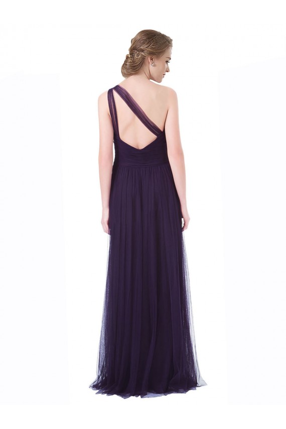 Plum Tulle One Shoulder Long Sleeveless Bridesmaid Dress Norwich