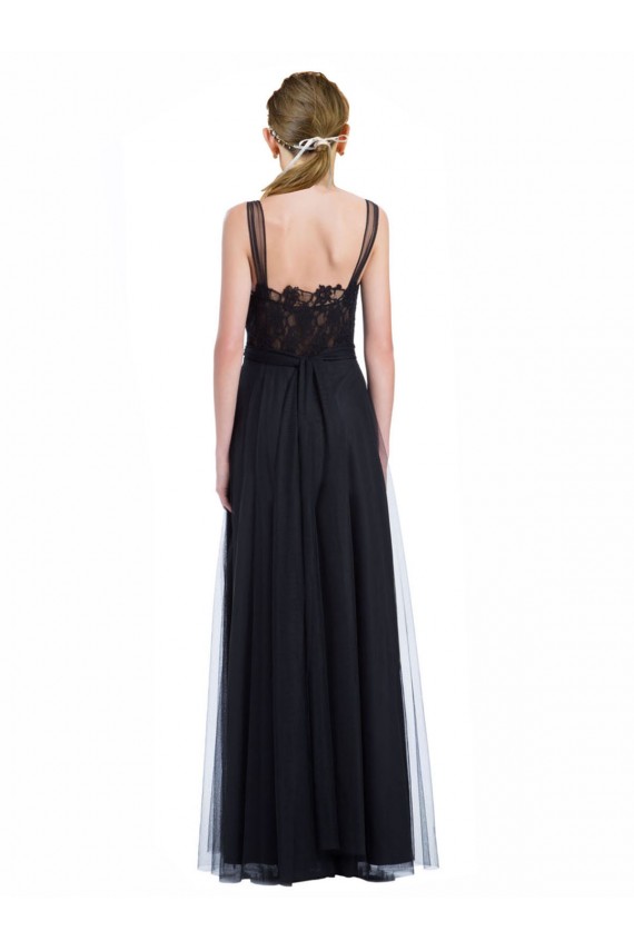 Low Back Tulle & Lace Bateau Neck Long Sleeveless Bridesmaid Dress Norwich