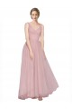 V-Back Pink Tulle V-Neck Long Sleeveless Bridesmaid Dress Norwich