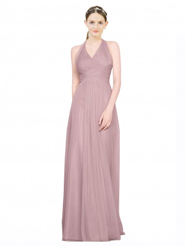 Low Back Tulle Halter Neck Long Sleeveless Bridesmaid Gown Norwich