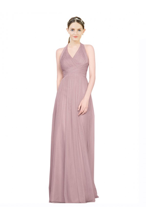 Low Back Tulle Halter Neck Long Sleeveless Bridesmaid Gown Norwich