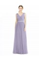 V-Back Lilac Tulle V-Neck Long Sleeveless Bridesmaid Dress Norwich