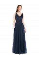 V-Back Dark Navy Tulle V-Neck Long Sleeveless Bridesmaid Dress Norwich