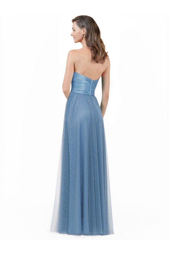 Low Back Satin & Tulle Strapless Long Sleeveless Bridesmaid Dress Norwich