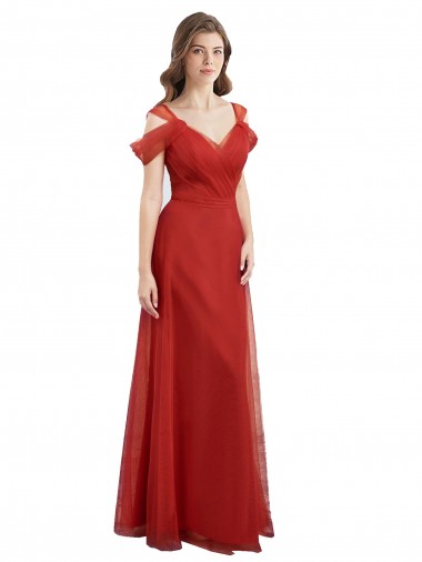 V-Back Tulle Sweetheart Long Cold Shoulder Formal Dress / Bridesmaid Dress Norwich