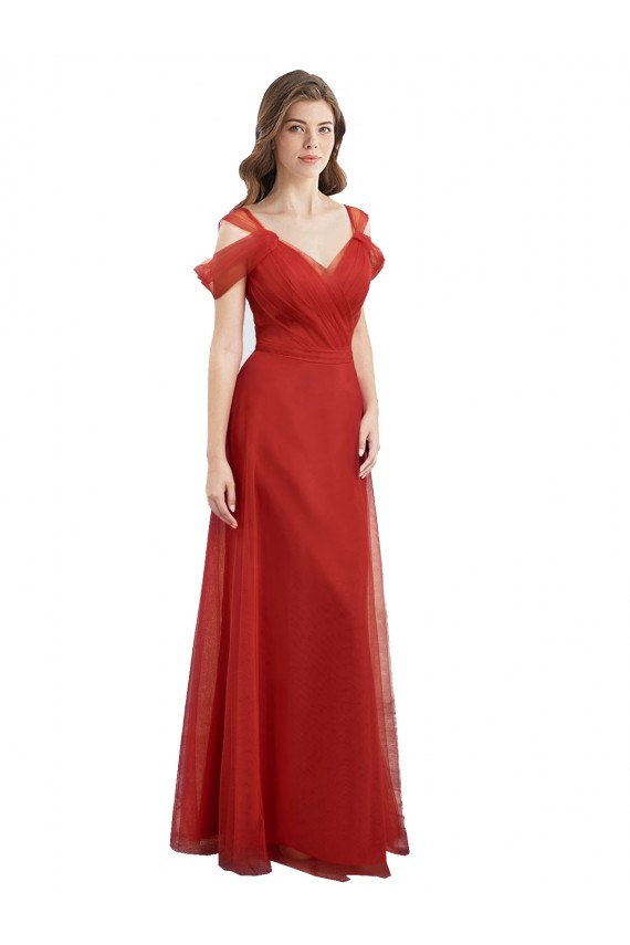 V-Back Tulle Sweetheart Long Cold Shoulder Formal Dress / Bridesmaid Dress Norwich