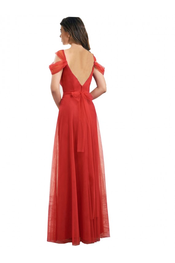 V-Back Tulle Sweetheart Long Cold Shoulder Formal Dress / Bridesmaid Dress Norwich