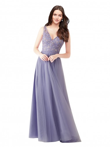 V-Back Tulle & Lace Sweetheart Long Sleeveless Formal Dress / Bridesmaid Dress Norwich