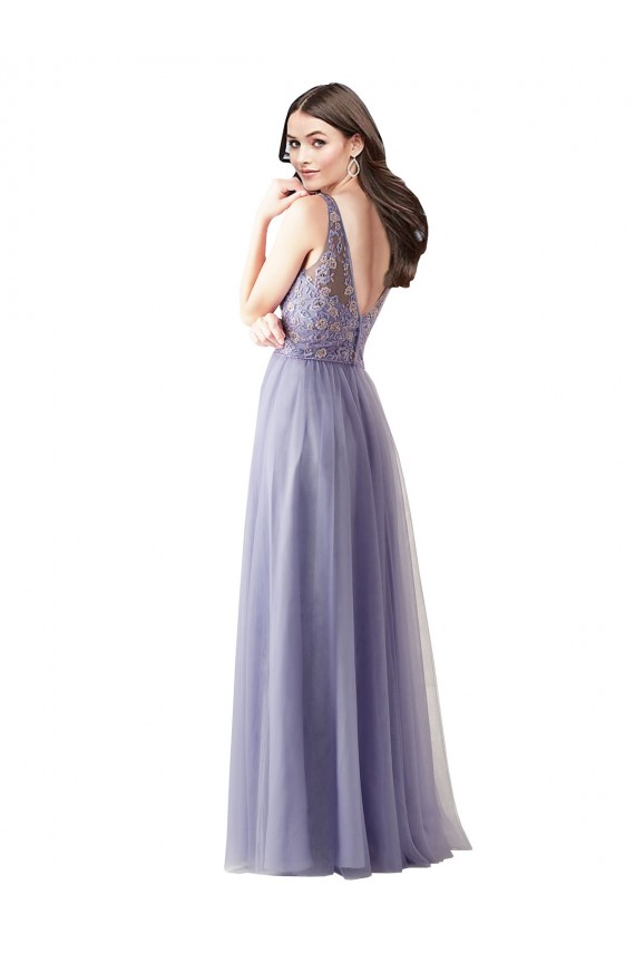 V-Back Tulle & Lace Sweetheart Long Sleeveless Formal Dress / Bridesmaid Dress Norwich