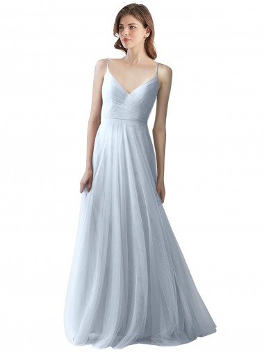 Soft Tulle Spaghetti Straps Long Sleeveless Bridesmaid Dress Norwich