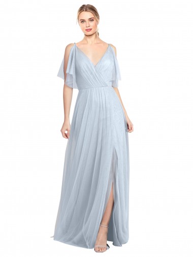V-Back Tulle Spaghetti Straps Long Flutter Sleeves Bridesmaid Dress / Evening Dress Norwich