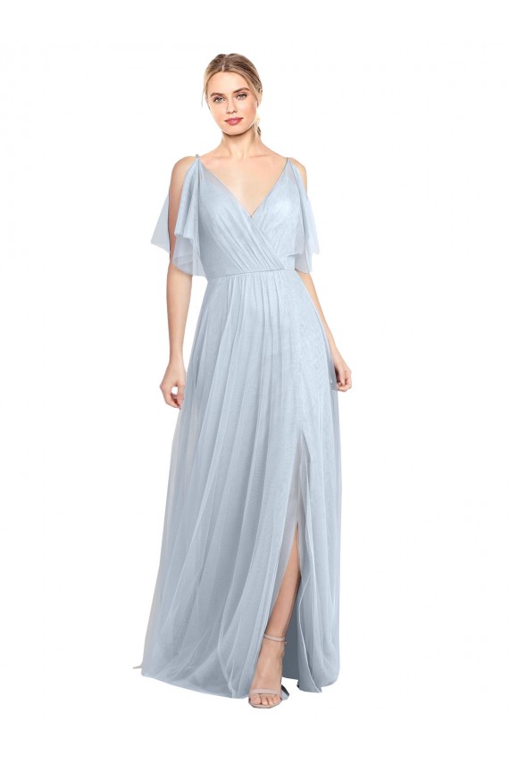 V-Back Tulle Spaghetti Straps Long Flutter Sleeves Bridesmaid Dress / Evening Dress Norwich