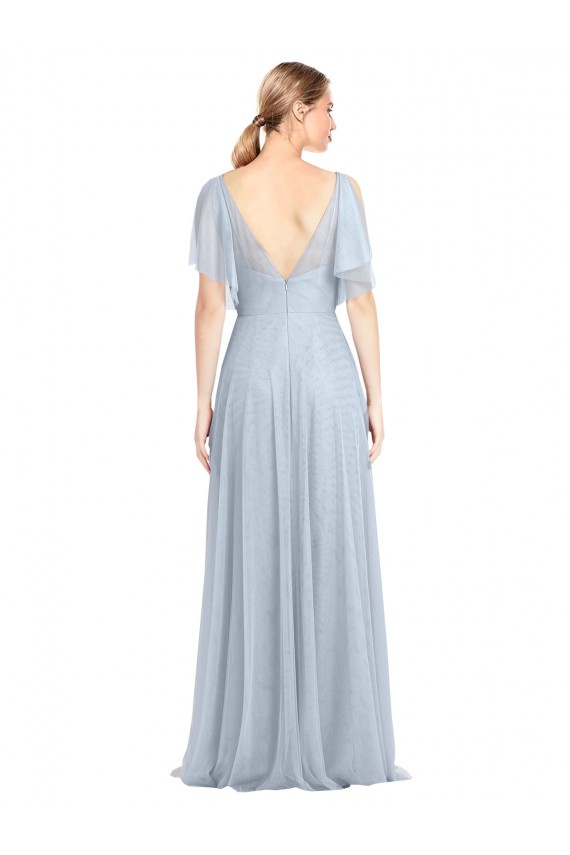 V-Back Tulle Spaghetti Straps Long Flutter Sleeves Bridesmaid Dress / Evening Dress Norwich