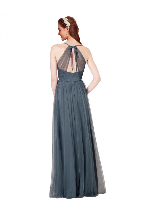 Keyhole Back Tulle Spaghetti Straps Long Sleeveless Bridesmaid Dress Norwich