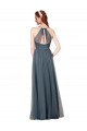 Keyhole Back Tulle Spaghetti Straps Long Sleeveless Bridesmaid Dress Norwich