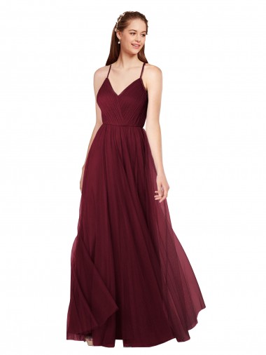 Keyhole Back Tulle Spaghetti Straps Long Sleeveless Bridesmaid Dress Norwich
