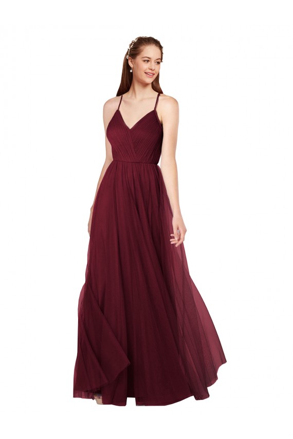 Keyhole Back Tulle Spaghetti Straps Long Sleeveless Bridesmaid Dress Norwich