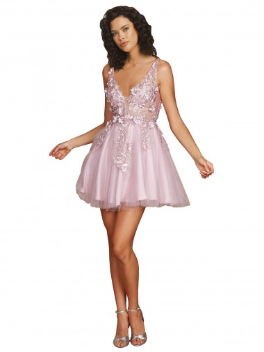 V-Back Tulle V-Neck Short Sleeveless Bridesmaid Dress Norwich