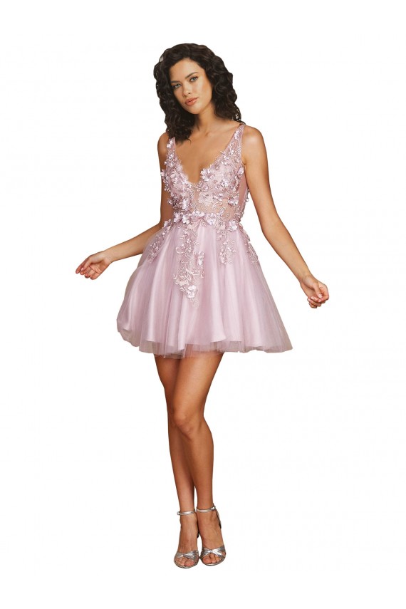 V-Back Tulle V-Neck Short Sleeveless Bridesmaid Dress Norwich