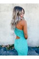 Velvet Sequin One Shoulder Sweep Train Sleeveless Prom Dresses Norwich