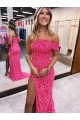 Velvet Sequin One Shoulder Sweep Train Sleeveless Evening Gown Norwich