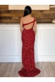 Velvet Sequin One Shoulder Sweep Train Sleeveless Prom Dress Norwich