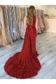 Velvet Sequin One Shoulder Court Train Sleeveless Prom Dress Norwich