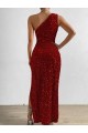 Velvet Sequin One Shoulder Long Sleeveless Prom Dress / Evening Dress Norwich