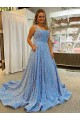 Velvet Sequin Scoop Neck Court Train Sleeveless Prom Dress / Evening Dress Norwich