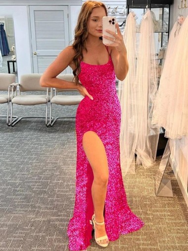 Velvet Sequin Spaghetti Straps Sweep Train Sleeveless Prom Dress / Evening Gown Norwich