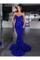 Velvet Sequin Spaghetti Straps Sweep Train Sleeveless Evening Gown / Prom Dress Norwich