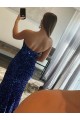 Fuchsia Velvet Sequin Strapless Sweep Train Sleeveless Prom Dress Norwich