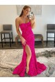 Fuchsia Velvet Sequin Strapless Sweep Train Sleeveless Prom Dress Norwich