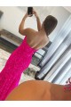 Fuchsia Velvet Sequin Strapless Sweep Train Sleeveless Prom Dress Norwich