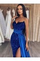 Velvet Sequin Sweetheart Sweep Train Sleeveless Prom Dresses Norwich