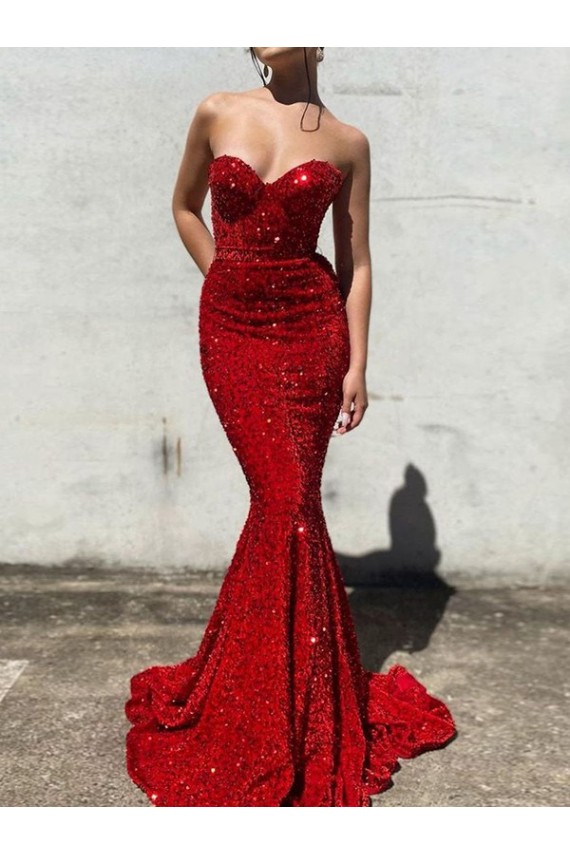 Velvet Sequin Sweetheart Court Train Sleeveless Prom Dress / Evening Gown Norwich