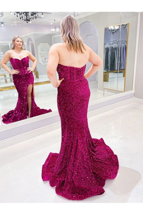 Velvet Sequin Sweetheart Sweep Train Sleeveless Evening Dress Norwich