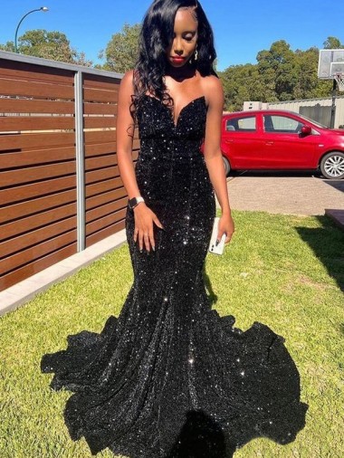 Velvet Sequin Sweetheart Long Sleeveless Prom Dress Norwich